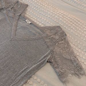 POL women’s lace top. Super soft, grey, only worn a couple times. Size Large